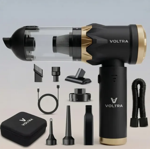 Aspiradora Portatil Inalambrica De Mano Voltra Auto 5 En 1 Negro con accesorios