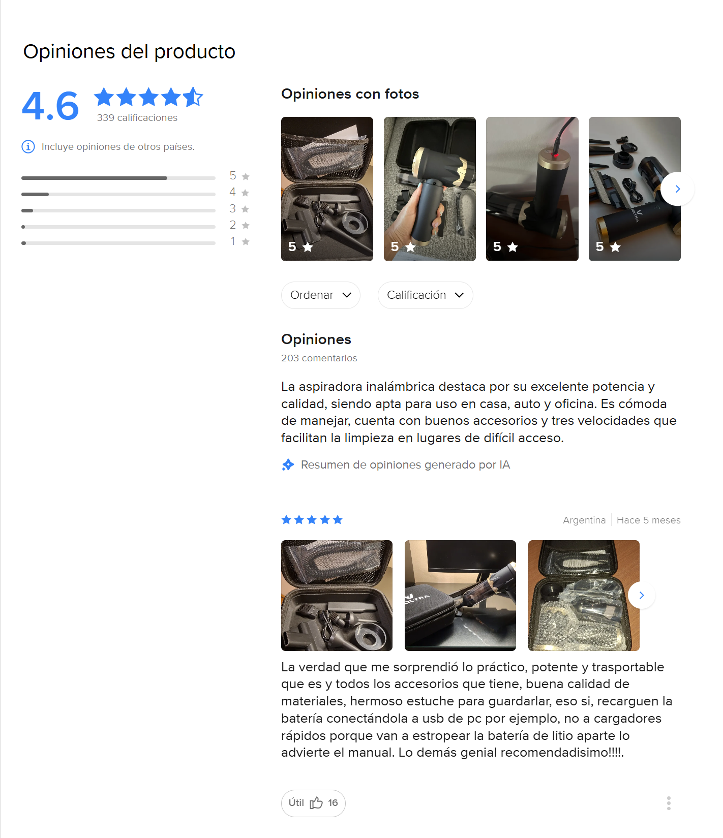 Fotos reales del producto Aspiradora Voltra tomadas por el comprador
