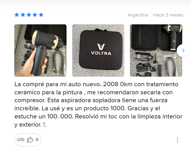 Fotos reales del producto Aspiradora Voltra tomadas por el comprador