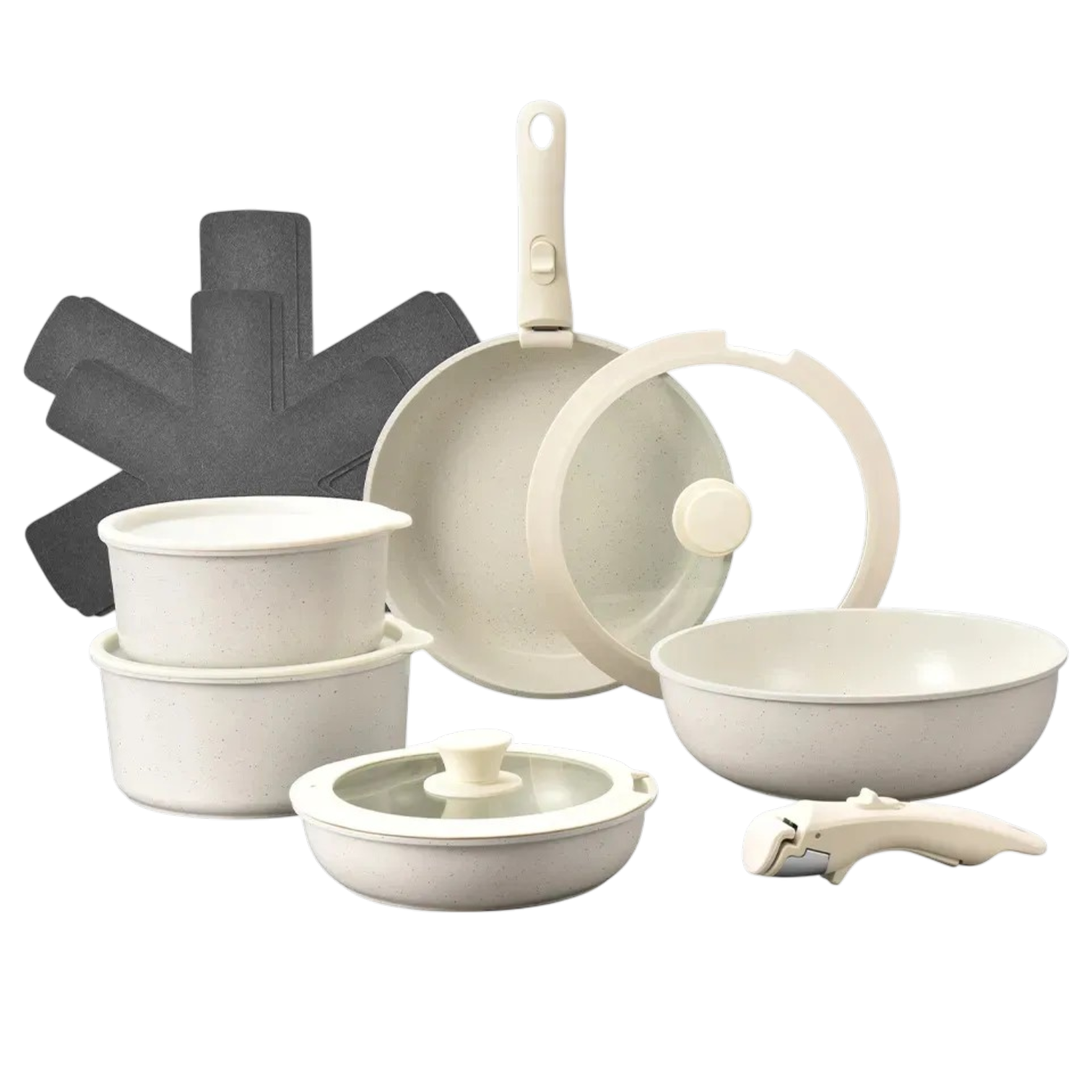 Batería de Cocina Gadnic Set Ollas y Sartenes Aluminio Antiadherente con Mango Desmontable