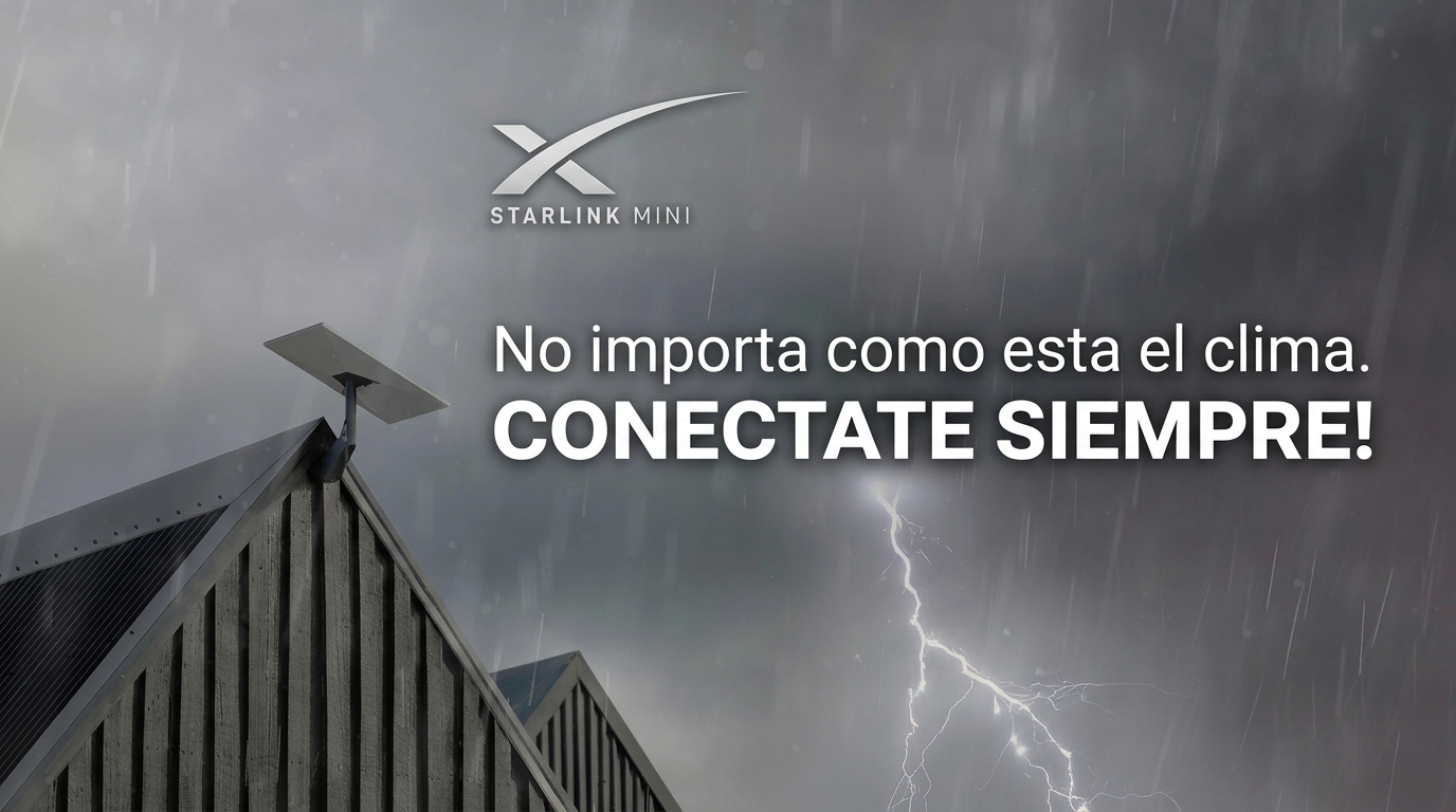 Antena Starlink en tejado — funciona en cualquier clima